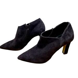 New Cole Haan Dark Brown Black Suede Booties Size 5.5